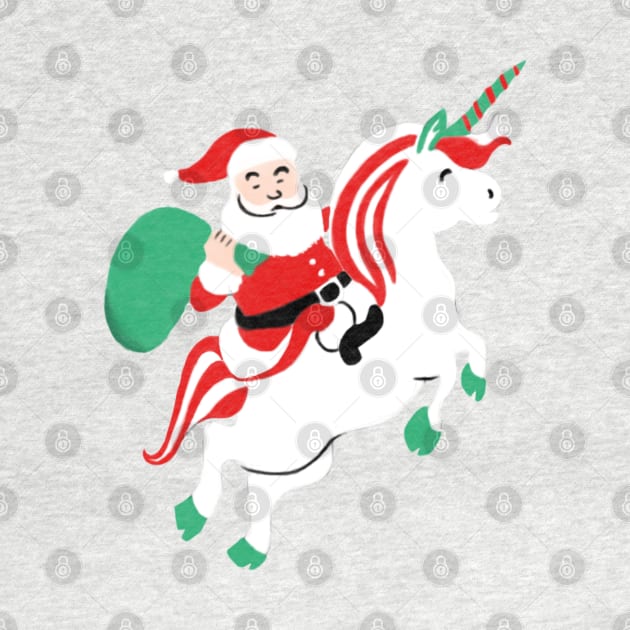 Santa On Flying Unicorn Funny Christmas Gift by Merchweaver